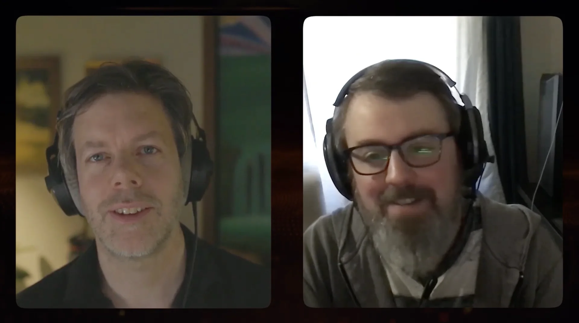 Brandon Lovejoy and Aaron Cox in a split-screen video conversation.